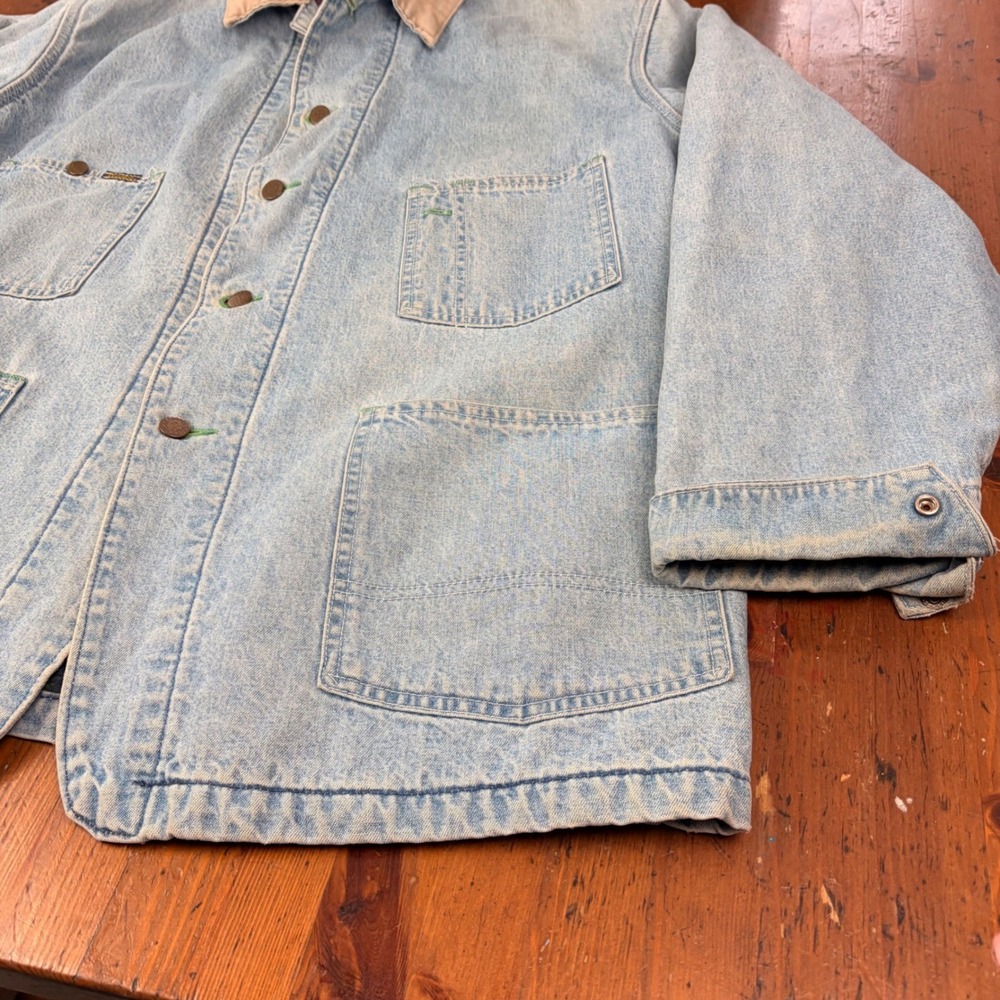 Vintage 80s OshKosh BGosh Blanket Lined Denim Chore Jacket USA Made Workwear 46R - Picture 11 of 15